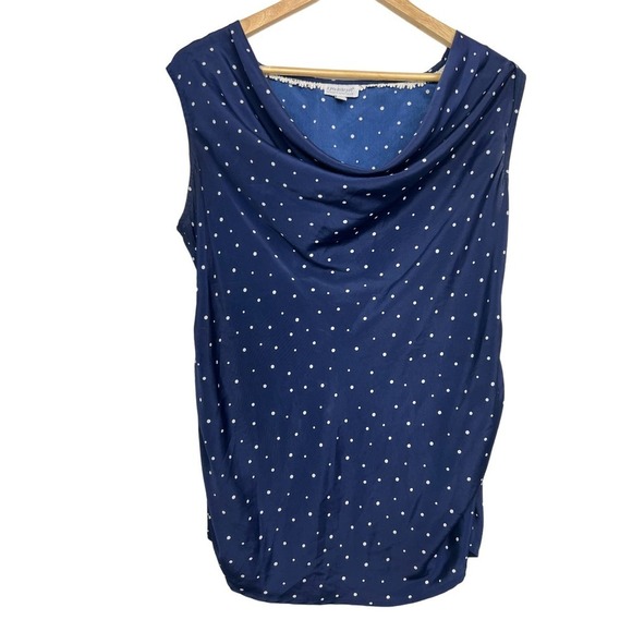 Pea In The Pod Maternity Navy Polka Dot Retro Sleeveless Shirt Half Size Medium - Picture 1 of 8